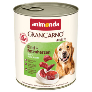 animonda GranCarno Original výhodná balení 24 ks (24 x 800 g) - hovězí a kachní srdce