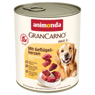 animonda GranCarno Original výhodná balení  24 ks (24 x 800 g) - s drůbežími srdíčky