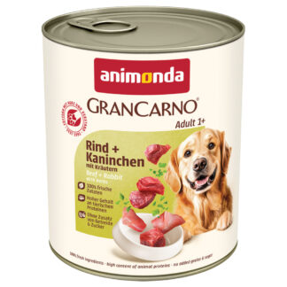 animonda GranCarno Original výhodná balení  24 ks (24 x 800 g) - hovězí a králík s bylinkami