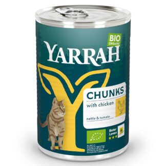 Výhodné balení Yarrah Bio Chunks 24 ks (24 x 405 g) - bio kuře s bio kopřivou a bio rajčaty v omáčce