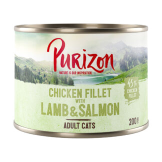 Purizon Original 24 ks (24 x 200 g) - bez obilovin - kuřecí filet s lososem a jehněčím