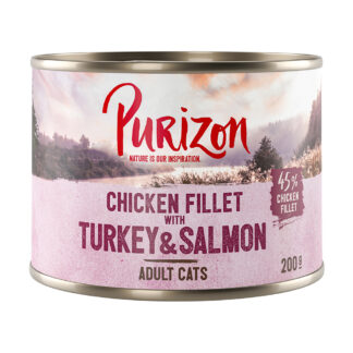 Purizon Original 24 ks (24 x 200 g) - bez obilovin - kuřecí filet s krocaním a lososem