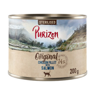Purizon Original 24 ks (24 x 200 g) - bez obilovin - Sterilised: kuřecí filet s lososem