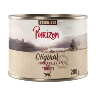 Purizon Original 12 ks (12 x 200 g) - bez obilovin - Sterilised: kuřecí filé s krocaním