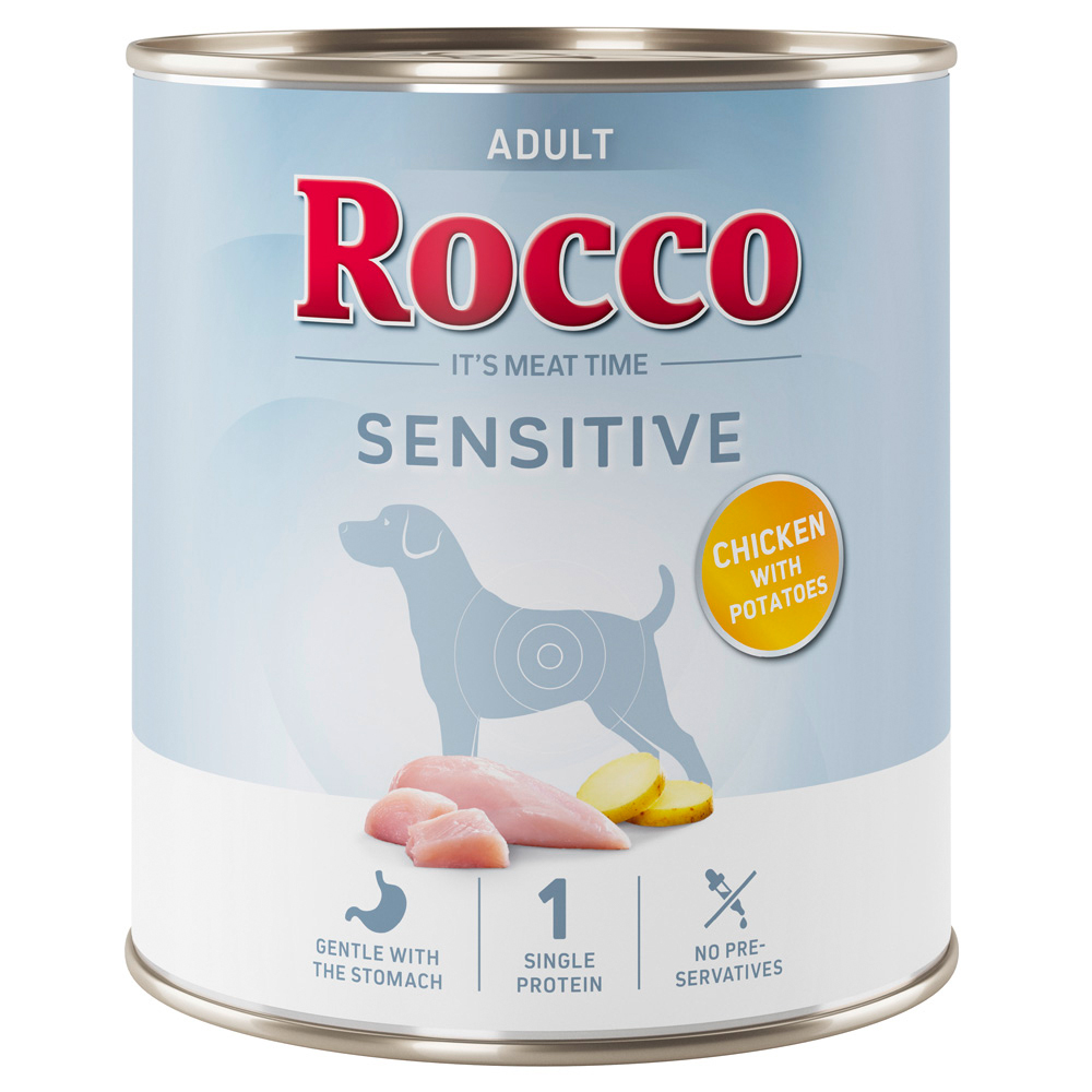Rocco Sensitive 24 x 800 g nová receptura - 24 x 800 g: kuřecí a brambory