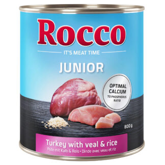 Rocco Junior 12 x 800 g - výhodné balení - krůtí s telecími srdci a rýží