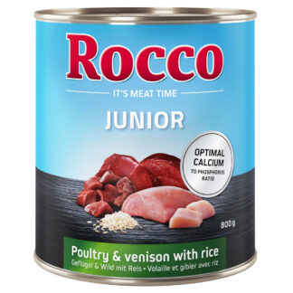 Rocco Junior 12 x 800 g - výhodné balení - drůbeží se zvěřinou a rýží