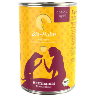 Herrmann's Bio-Menu 12 x 400 g - výhodné balení - Bio kuřecí s bio prosem