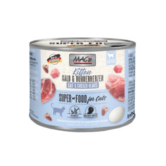 Výhodné balení MAC's Cat 24 ks (24 x 200 g) - Kitten (telecí s kuřecími srdíčky)