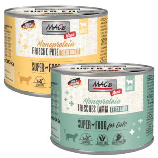 Výhodné balení MAC's Cat Mono Sensitive 24 x 200 g - mix jehněčí a krůtí