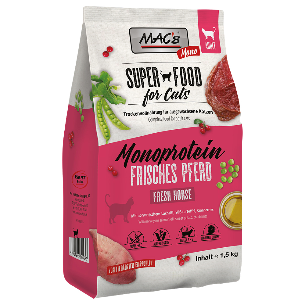 MAC's Superfood for Cats Adult Monoprotein  Kůň - 2 x 1
