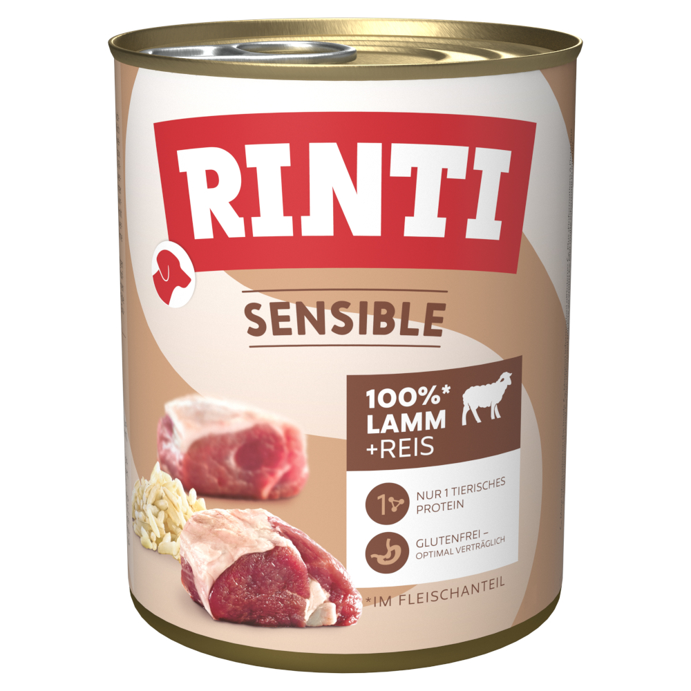 Výhodné balení RINTI Sensible 2 x 6 ks (12 x 800 g) - Jehněčí & rýže