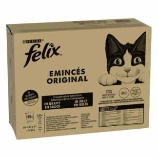 Mega balení Felix Classic Pouches 80 x 85 g Mix masa - kuřecí a ledviny