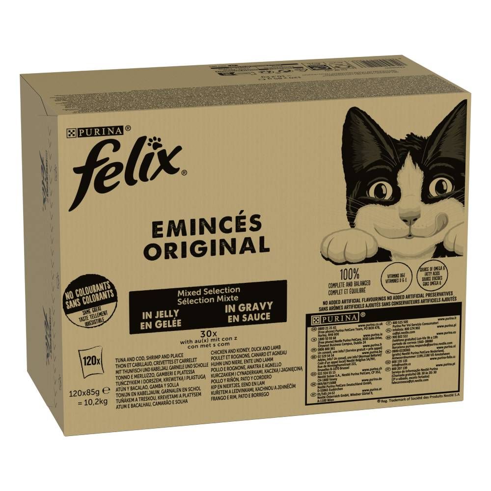 Jumbo balení Felix Classic Pouches 120 x 85 g - mix masa a ryb