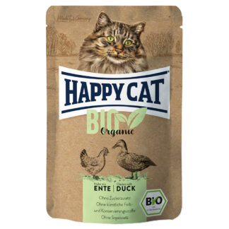 Výhodné balení Happy Cat Bio Pouch 24 × 85 g - bio kuřecí a bio kachní