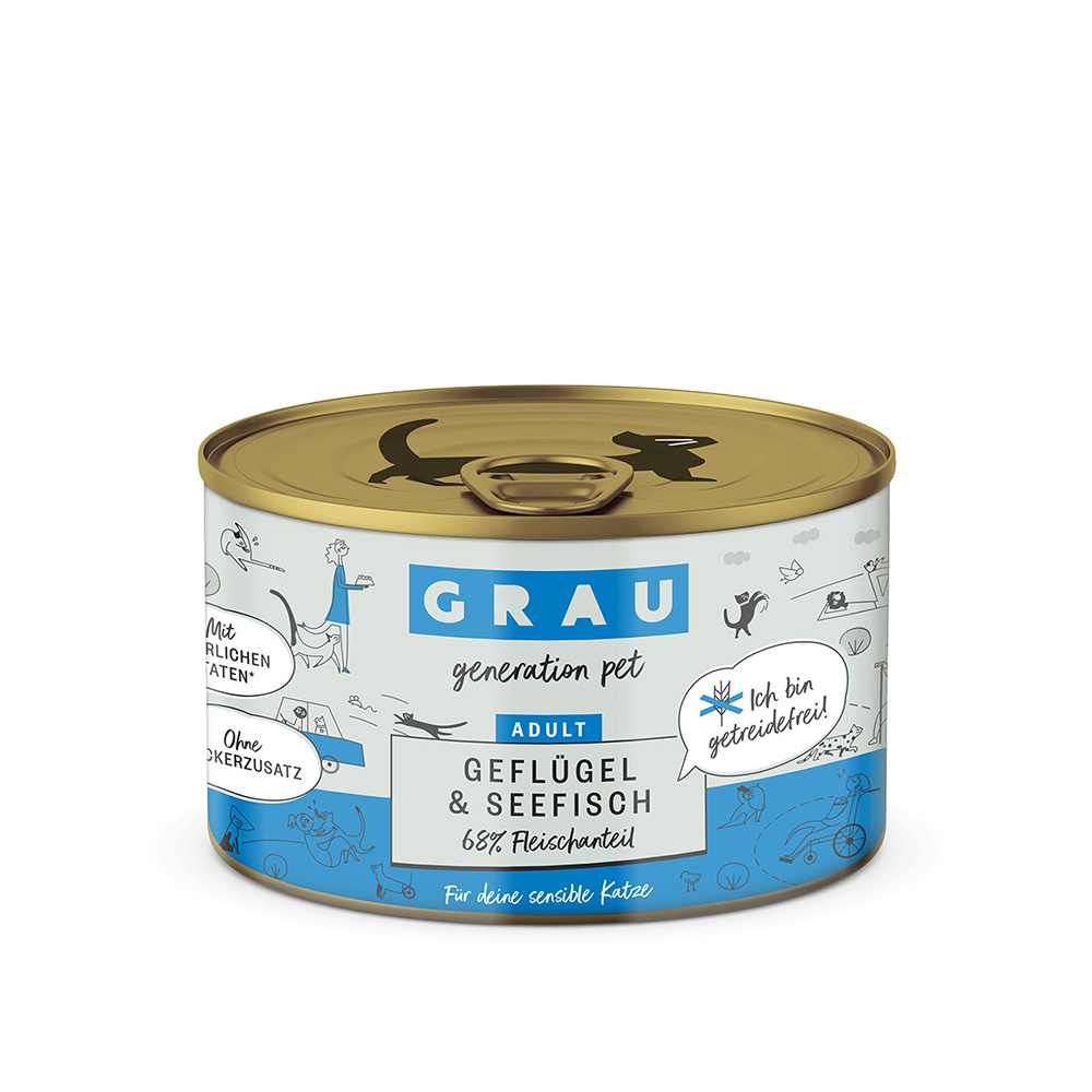 GRAU Adult bez obilovin 24 x 200 g - drůbeží & mořská ryba