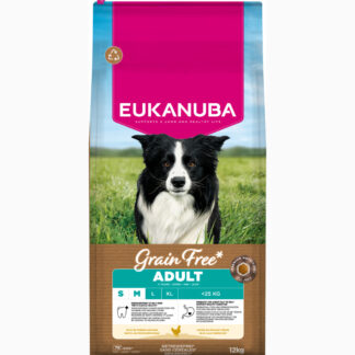 Eukanuba Grain Free Adult Small & Medium kuřecí - výhodné balení: 2 x 12 kg