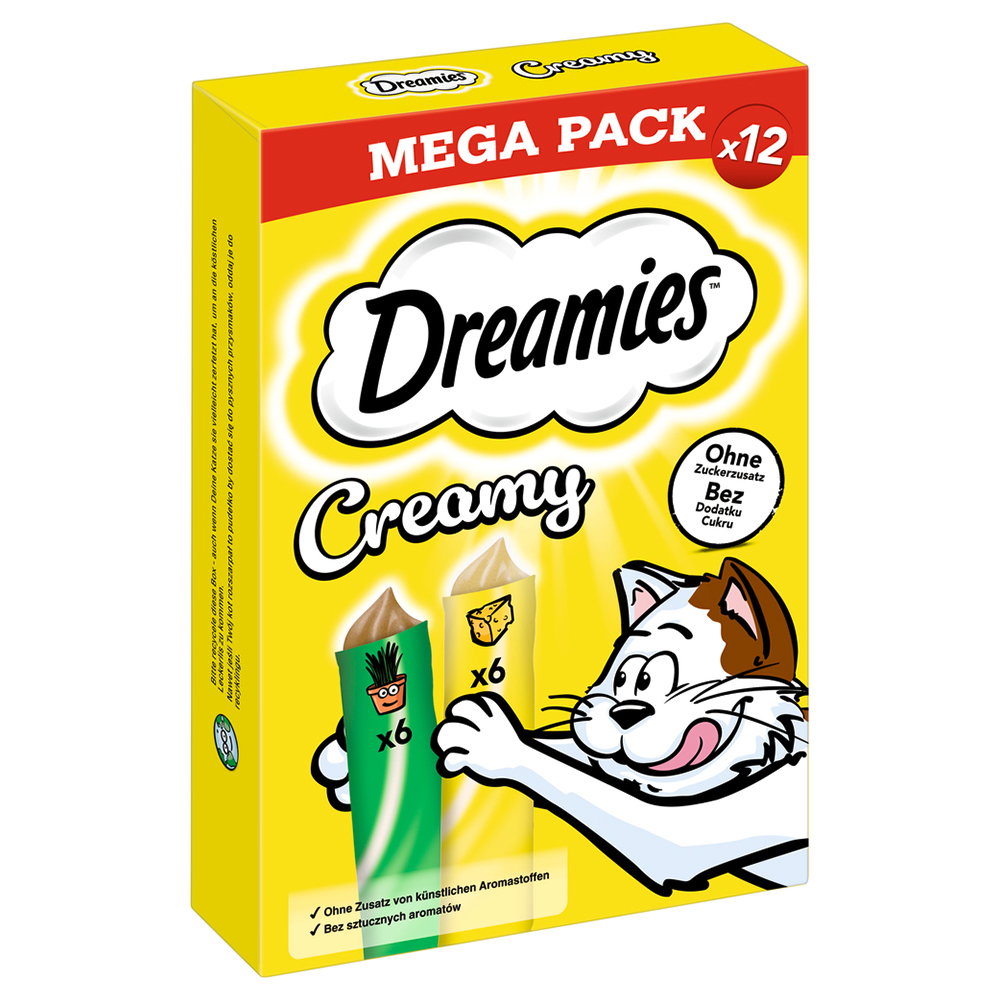 Dreamies Creamy Snacks - výhodné balení: kočičí máta a sýr 84 ks (84 x 10 g)