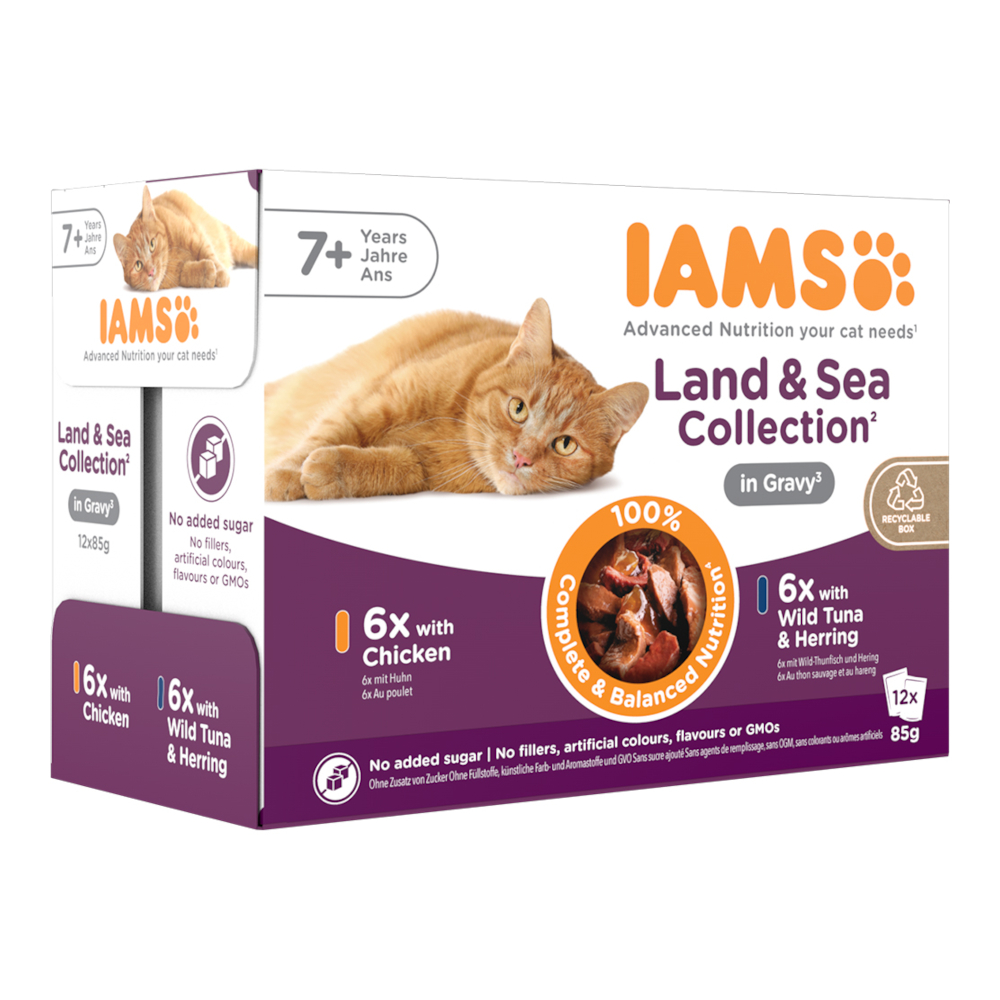 IAMS Delights Senior Land & Sea Collection in Sauce - výhodné balení: míchané balení 1 (48 x 85 g