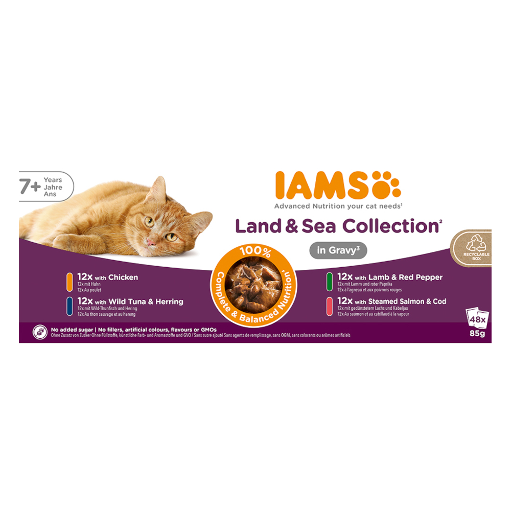 IAMS Delights Senior Land & Sea Collection in Sauce - výhodné balení: míchané balení 2 (96 x 85 g