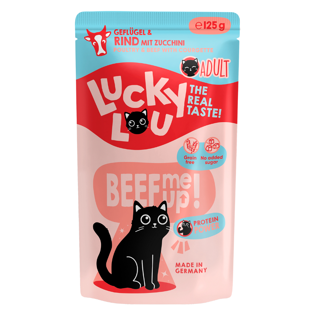 Lucky Lou Adult 16 x 125 g - drůbeží a hovězí
