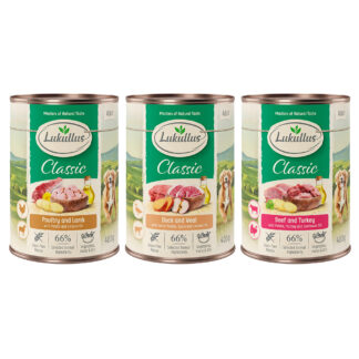 Výhodné balení Lukullus 24 x  400 g - Adult Mix bez obilovin (3 druhy)