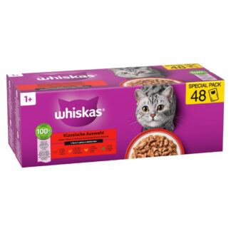 Jumbopack Whiskas 1+ Adult kapsičky 144 x 85 g - klasický výběr v omáčce (144 x 85 g) - hovězí