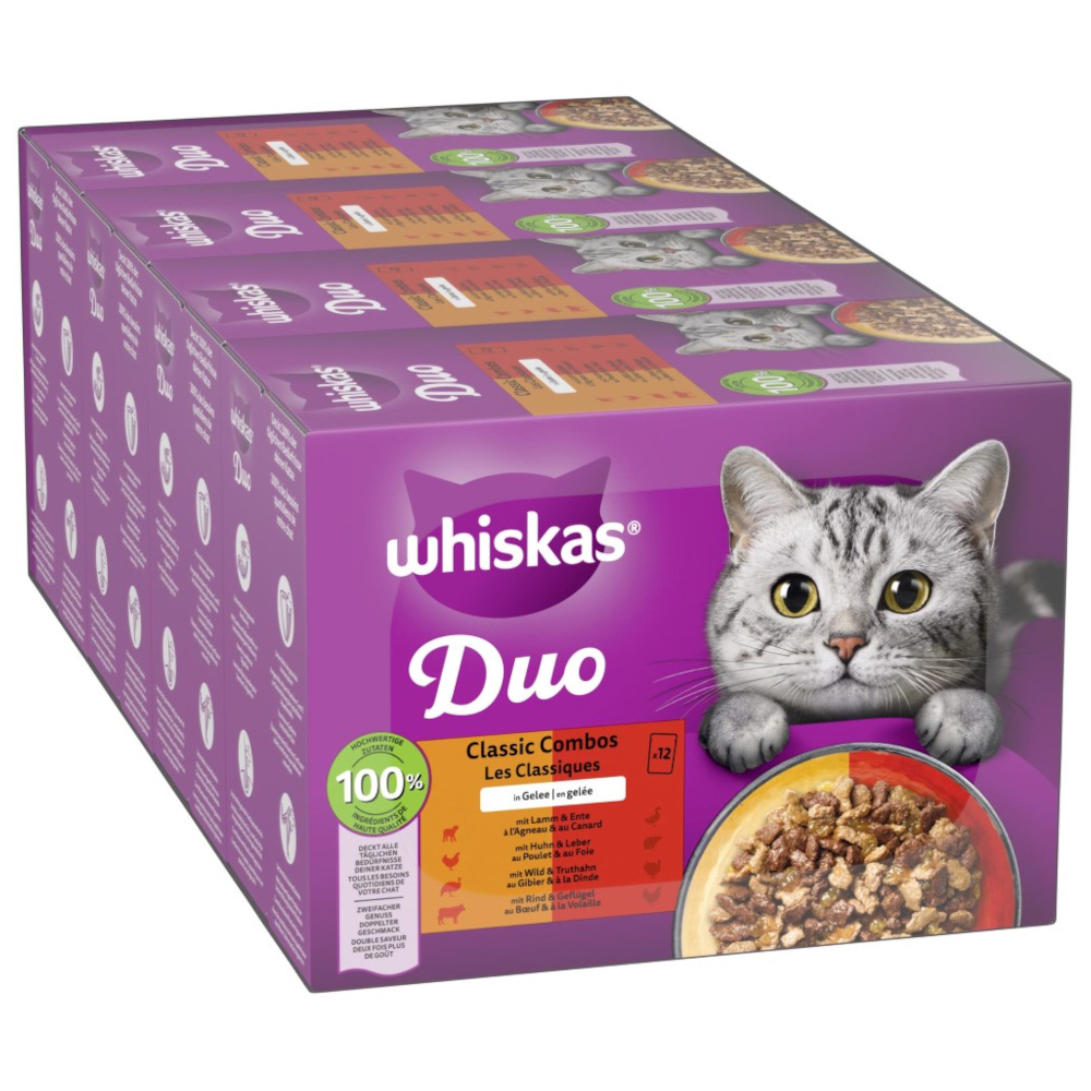 Jumbopack Whiskas Duo kapsičky 144 x 85 g - Classic Combos v želé