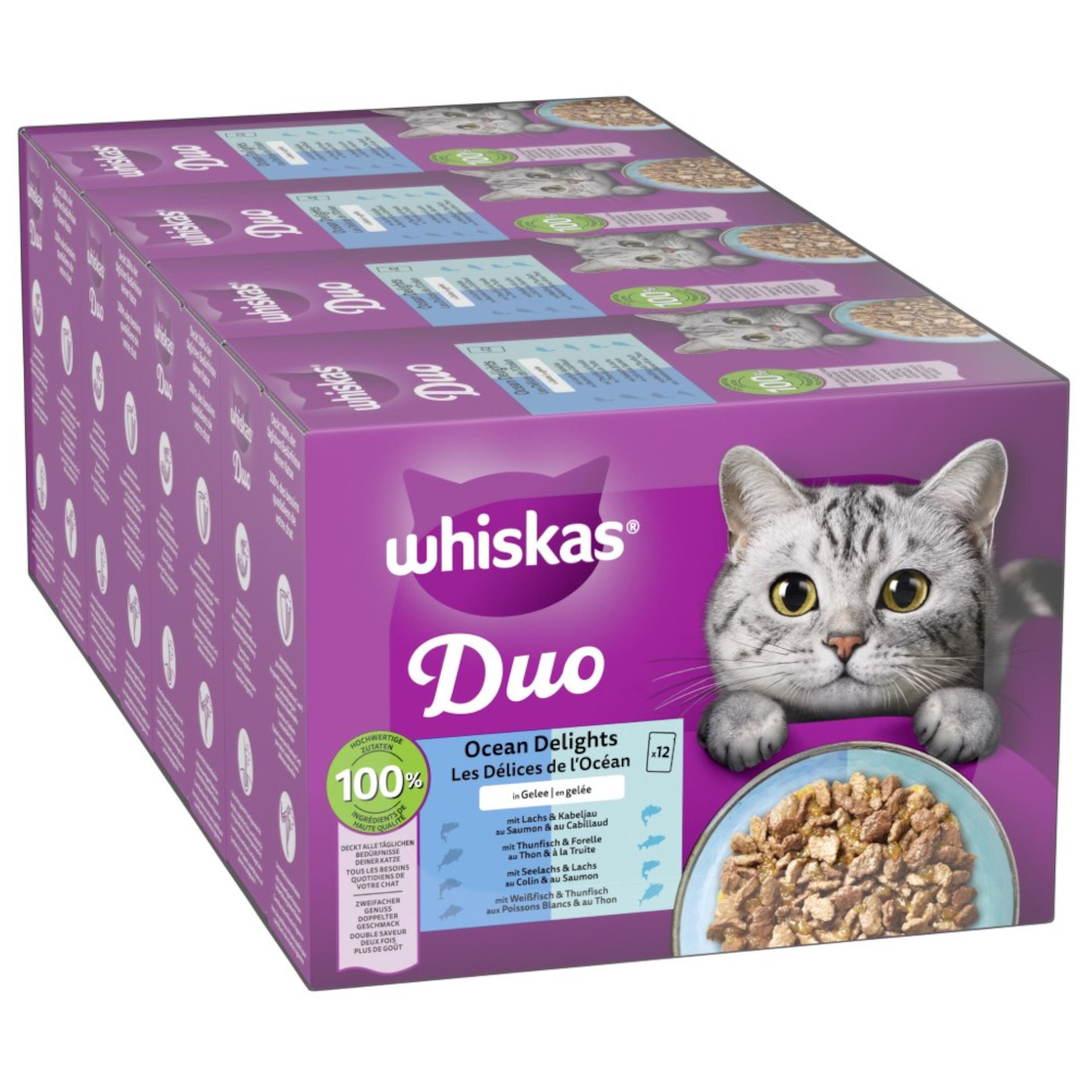 Jumbopack Whiskas Duo kapsičky 144 x 85 g - Ocean Delights v želé
