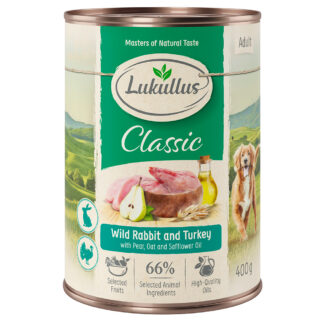 Výhodné balení Lukullus 24 x  400 g - Divoký králík & krůta