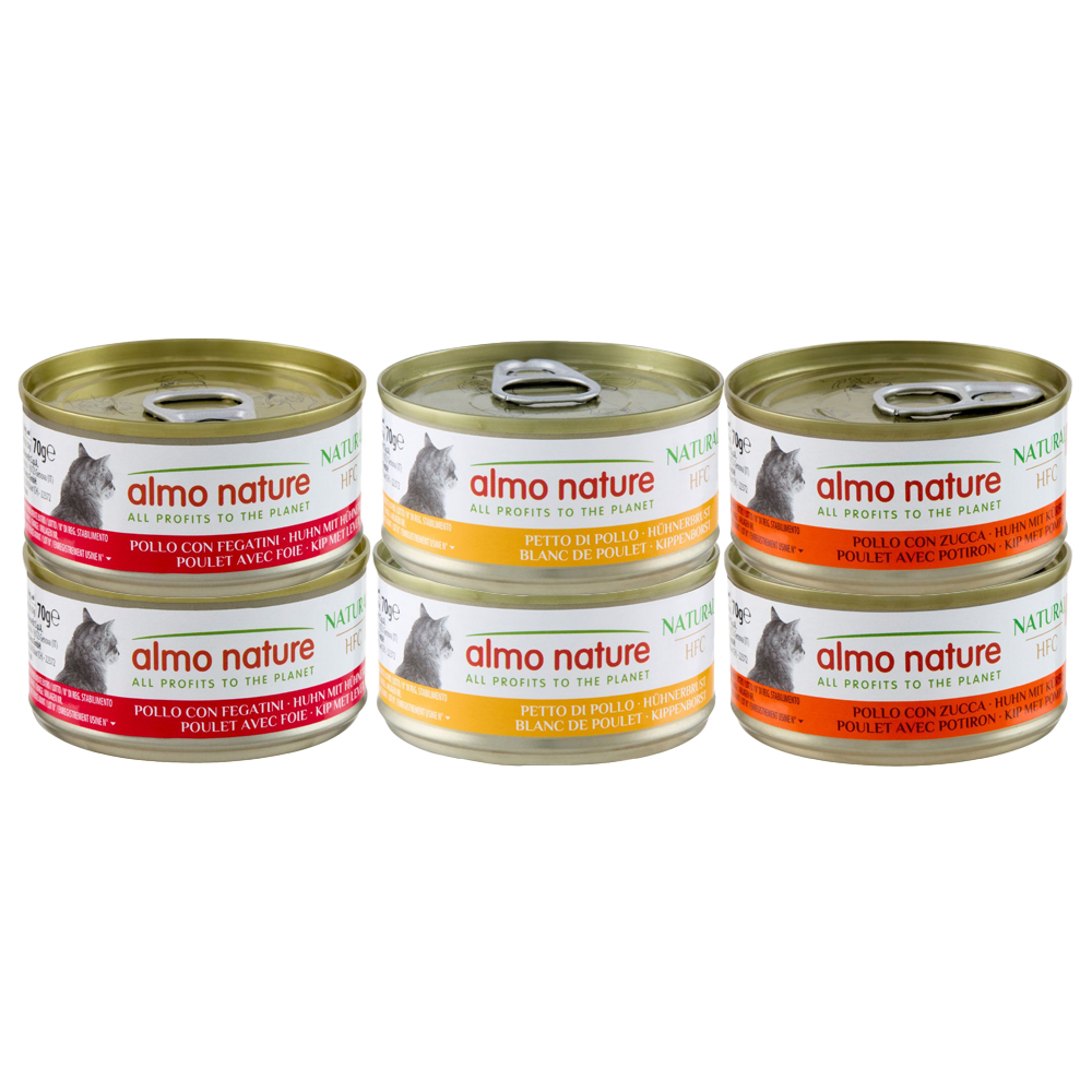 Almo Nature konzervy 24 x 70 g - míchané balení s kuřecím
