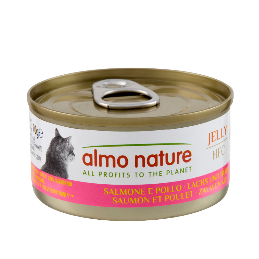 Almo Nature konzervy 24 x 70 g - losos s kuřecím v želé