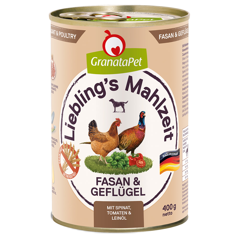 Výhodné balení GranataPet Liebling's Mahlzeit 24 x 400 g - bažant a drůbeží