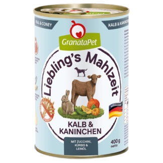 Výhodné balení GranataPet Liebling's Mahlzeit 24 x 400 g - telecí a králík