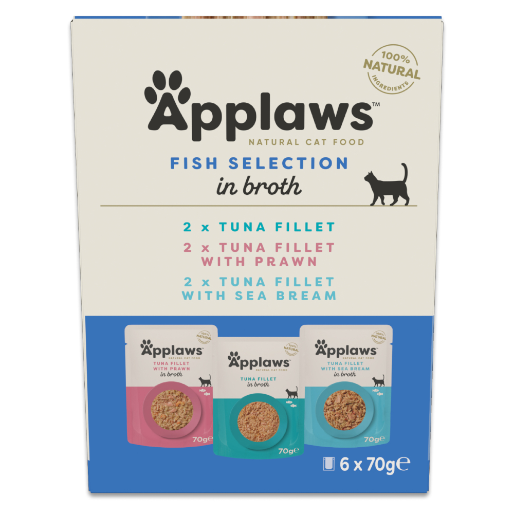 Applaws Cat Natural in Broth 48 x 70 g - výhodné balení - míchané balení s tuňákem (3 druhy)