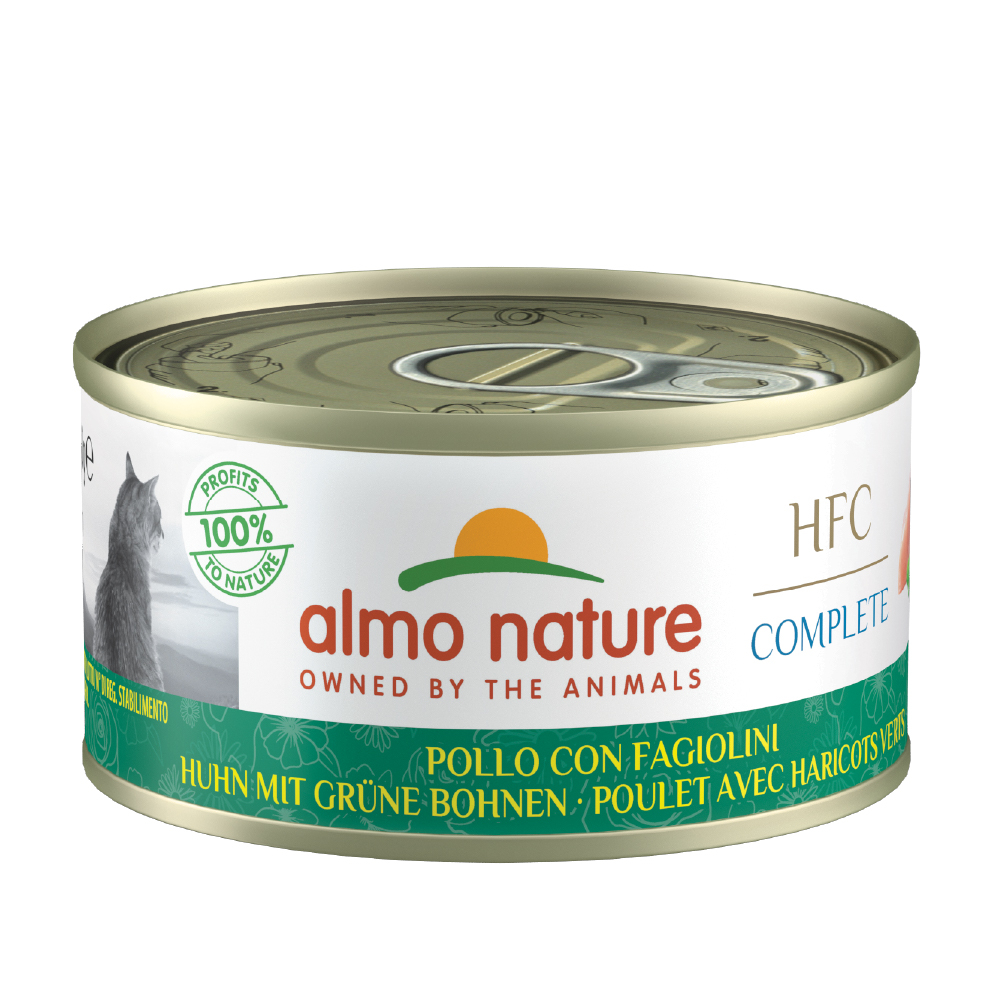 Výhodné balení Almo Nature HFC Complete 24 x 70 g - kuře se zelenými fazolkami