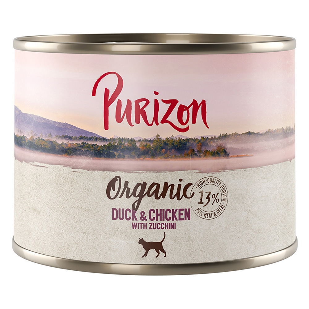 Výhodná balení Purizon Organic 24 x 200 g - kachna a kuřecí s cuketou