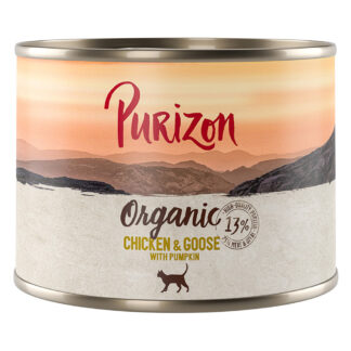 Výhodná balení Purizon Organic 24 x 200 g - kuřecí a husa s dýní