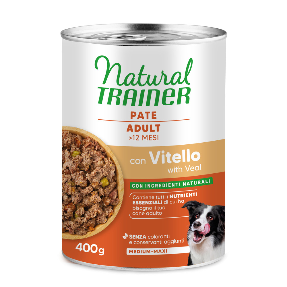 Natural Trainer Pate Medium & Maxi Adult - 12 x 400 g telecí
