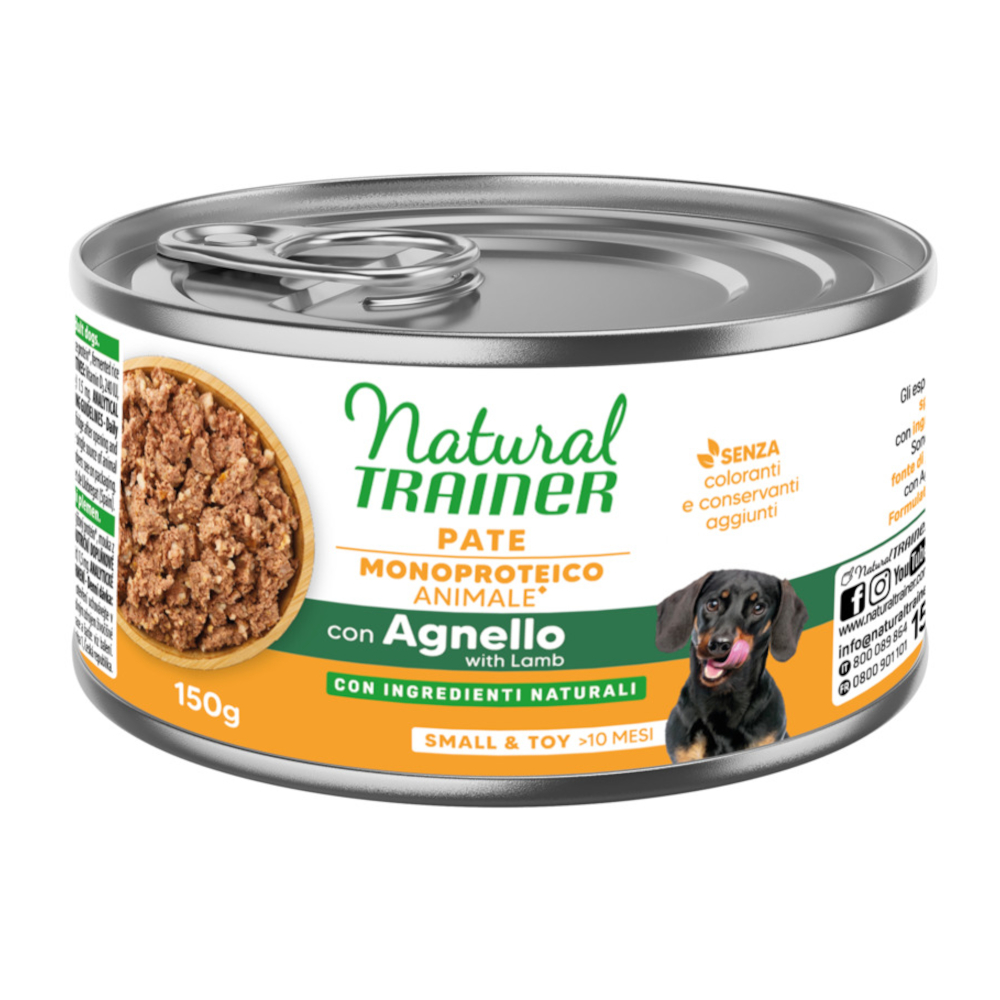 Natural Trainer Sensitive No Gluten Small & Toy Adult 24 x 150 g - jehněčí a celozrnné obiloviny