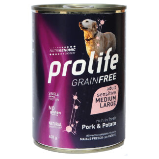 Prolife Dog Grain Free Sensitive Adult Medium/Large Pork & Potatoe - 24 x 400 g