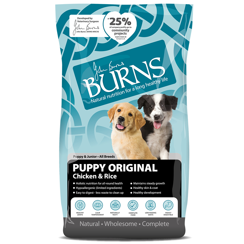 Burns Dog Puppy & Junior Original kuřecí s rýží - Výhodné balení: 2 x 12 kg