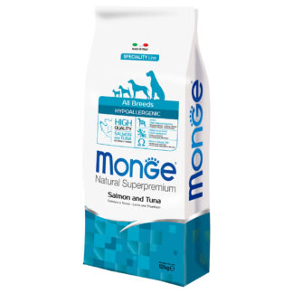 Monge Natural Superpremium pro všechna plemena Hypoalergenní losos a tuňák - 2 x 12 kg