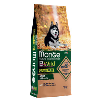 Monge Bwild Grain Free All Breeds Losos a hrášek - 2 x 12 kg