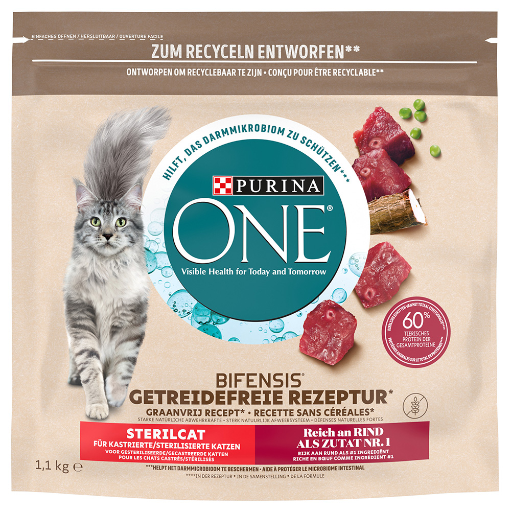 Purina ONE Grain Free Sterilized s hovězím - Výhodné balení: 3 x 1