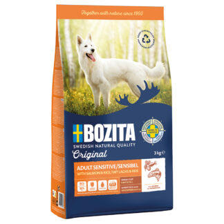 Bozita Original 2× střední balení – výhodné balení - Adult Sensitive Skin & Coat s lososem a rýží