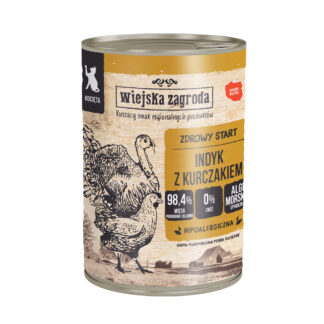 Wiejska Zagroda Cat 24 x 400 g - výhodné balení - krůtí s kuřecím pro koťata
