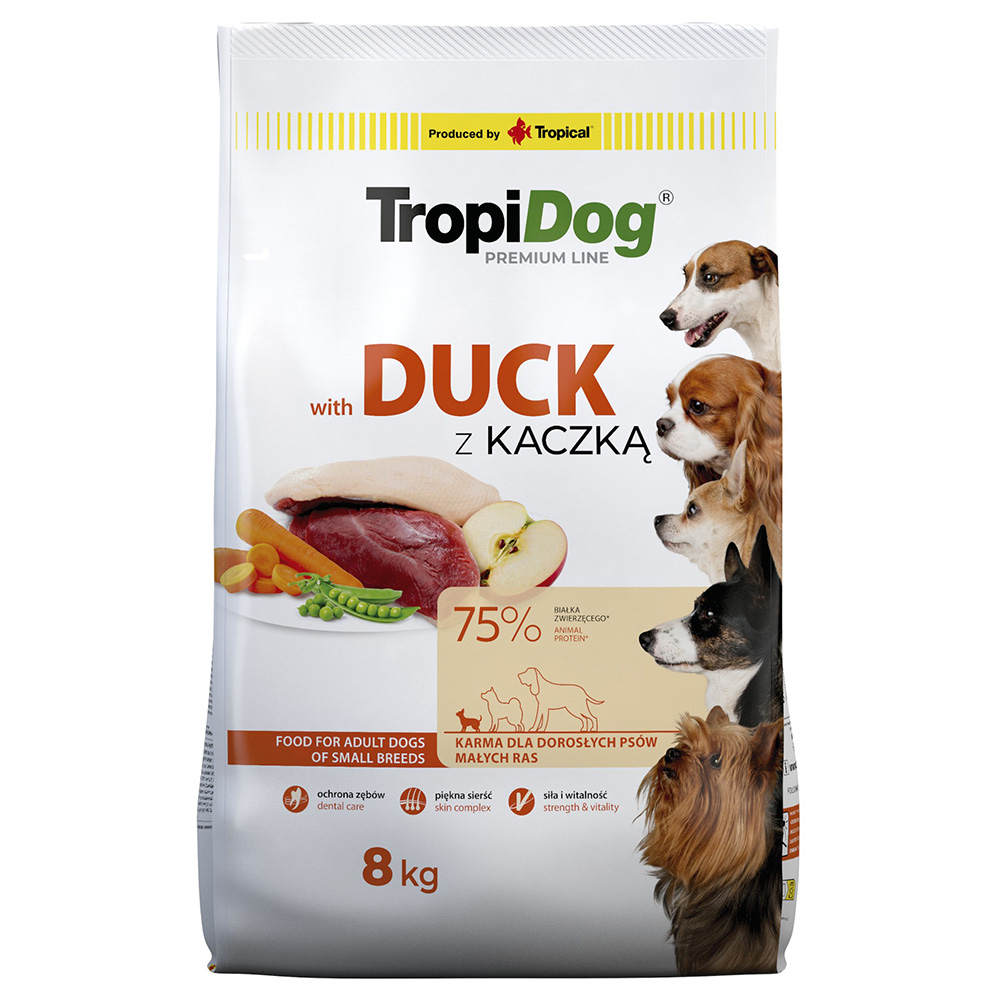Tropidog Premium Adult Small s kachním a rýží - 8 kg