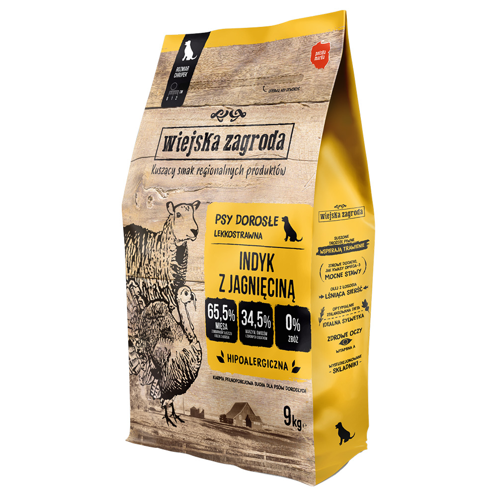 Wiejska Zagroda s krůtím a jehněčím - výhodné balení: 2 x 9 kg