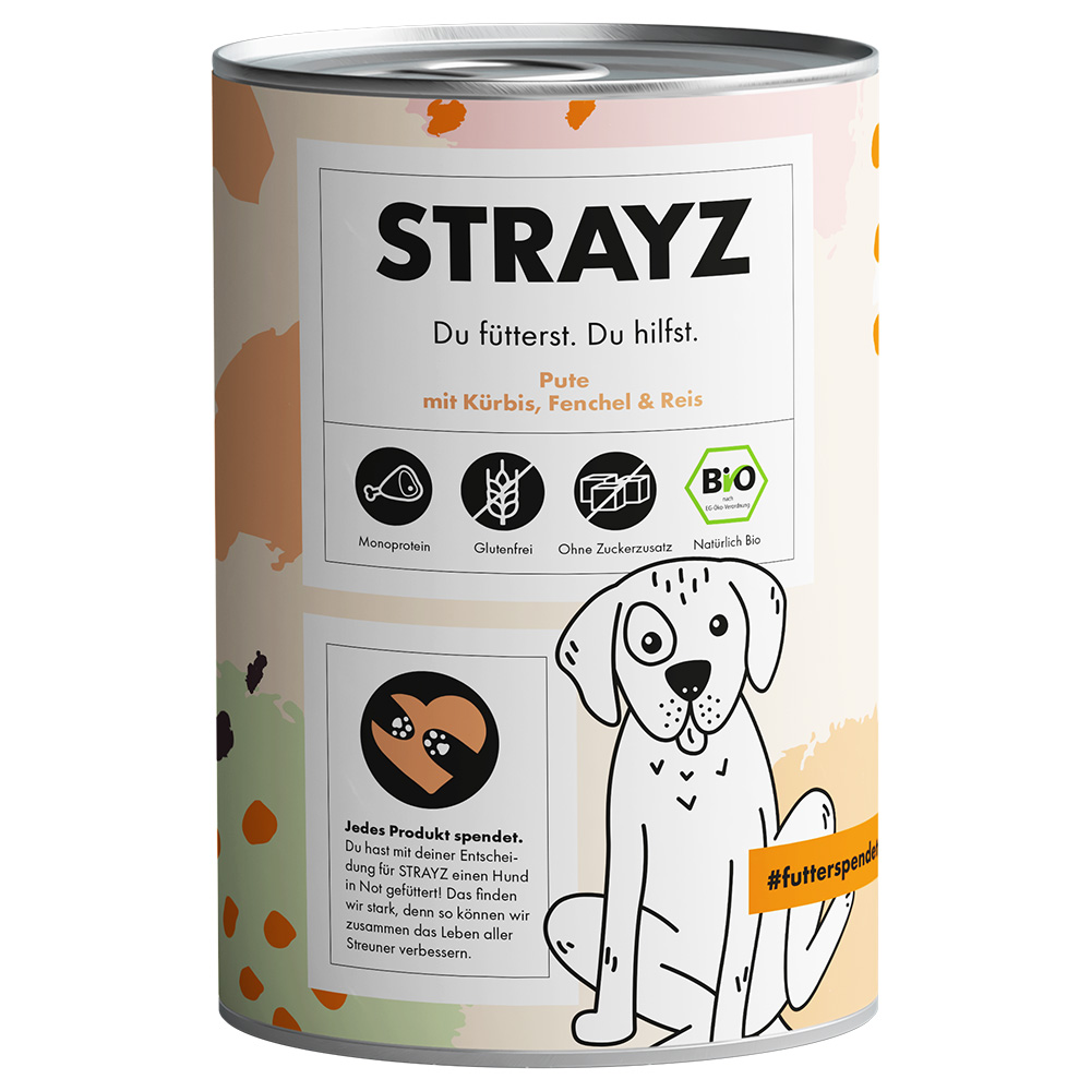 STRAYZ BIO 6 x 400 g - Bio krůtí maso s bio dýní